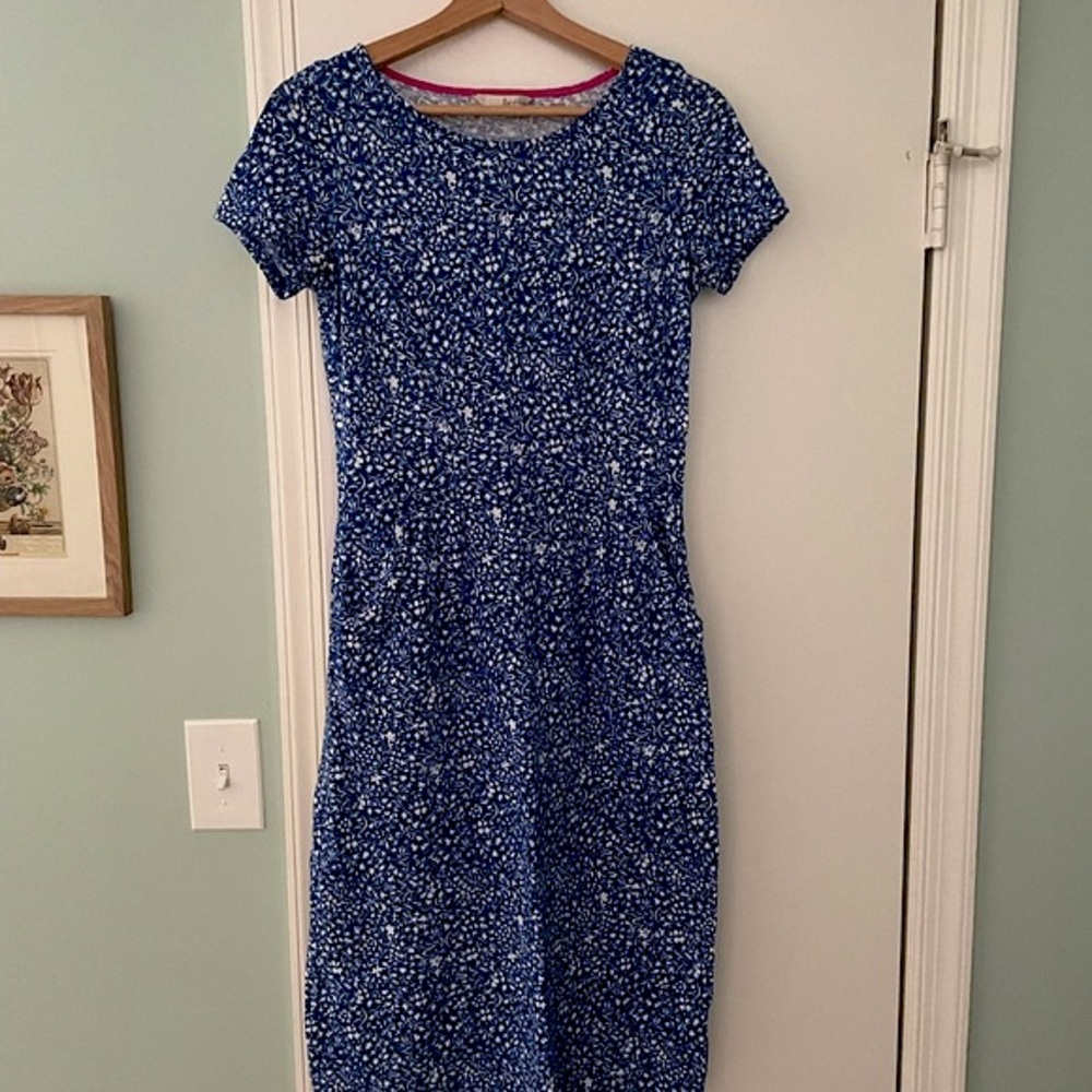 Boden Phoebe Blue Floral Jersey Dress Sz 4L